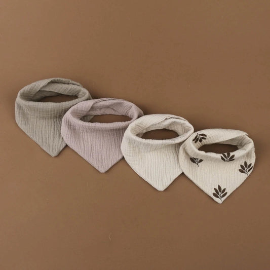 4Pcs/pack Infant Drooling Bib Print Burp Cloths for Baby Cotton Saliva Towel G99C