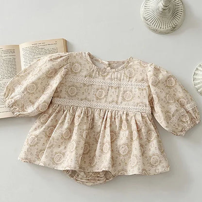 Barboteuse à manches longues pour bébé fille, nouvelle collection automne 2024, en coton imprimé, combinaison pour bébé fille de 0 à 24 mois