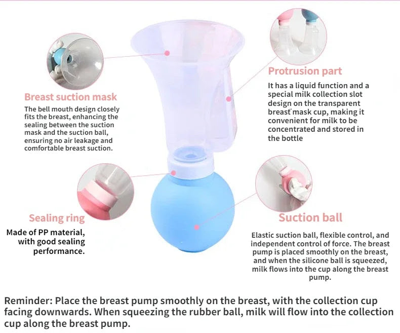 Tire-lait manuel puissant en silicone pour bébé, aspiration des tétons, biberons, tire-lait