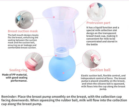 Tire-lait manuel puissant en silicone pour bébé, aspiration des tétons, biberons, tire-lait