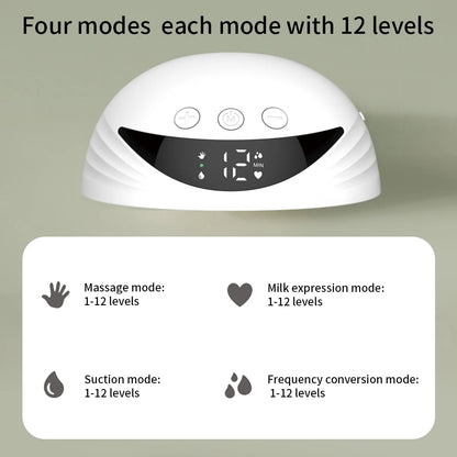 Tire-lait électrique portable mains libres MY-375, léger, avec écran LED, 4 modes et 12 niveaux