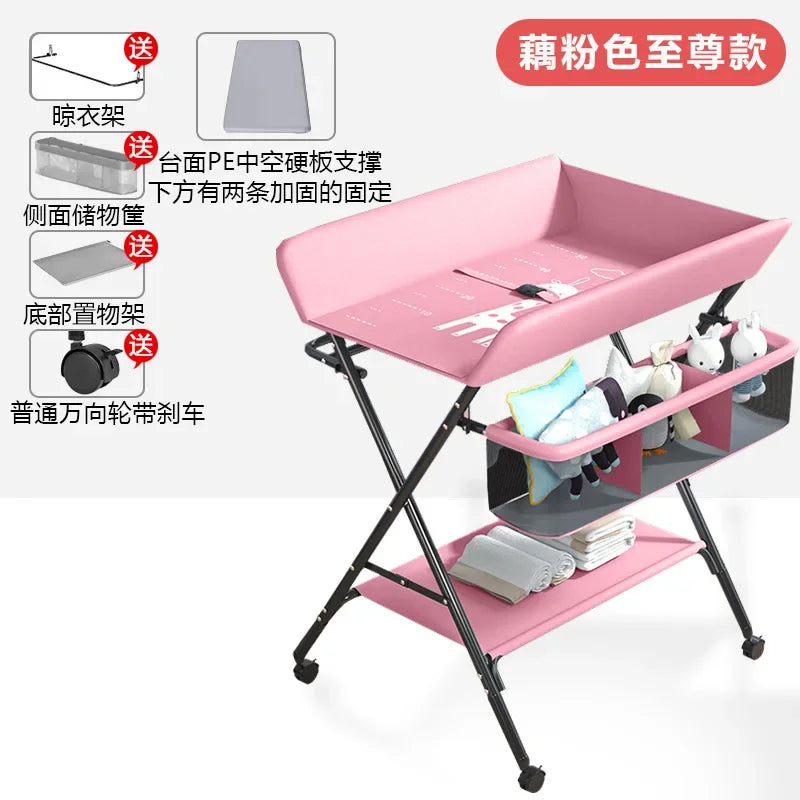 Multi-functional Baby Care Table, Newborn Baby Touch Table, Baby Diaper Changing Portable, Foldable Washable Bath Stand