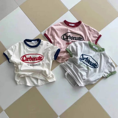 T-shirt à manches courtes pour bébé, imprimé lettres, décontracté, ample, pour enfant, garçon et fille, été, 2024
