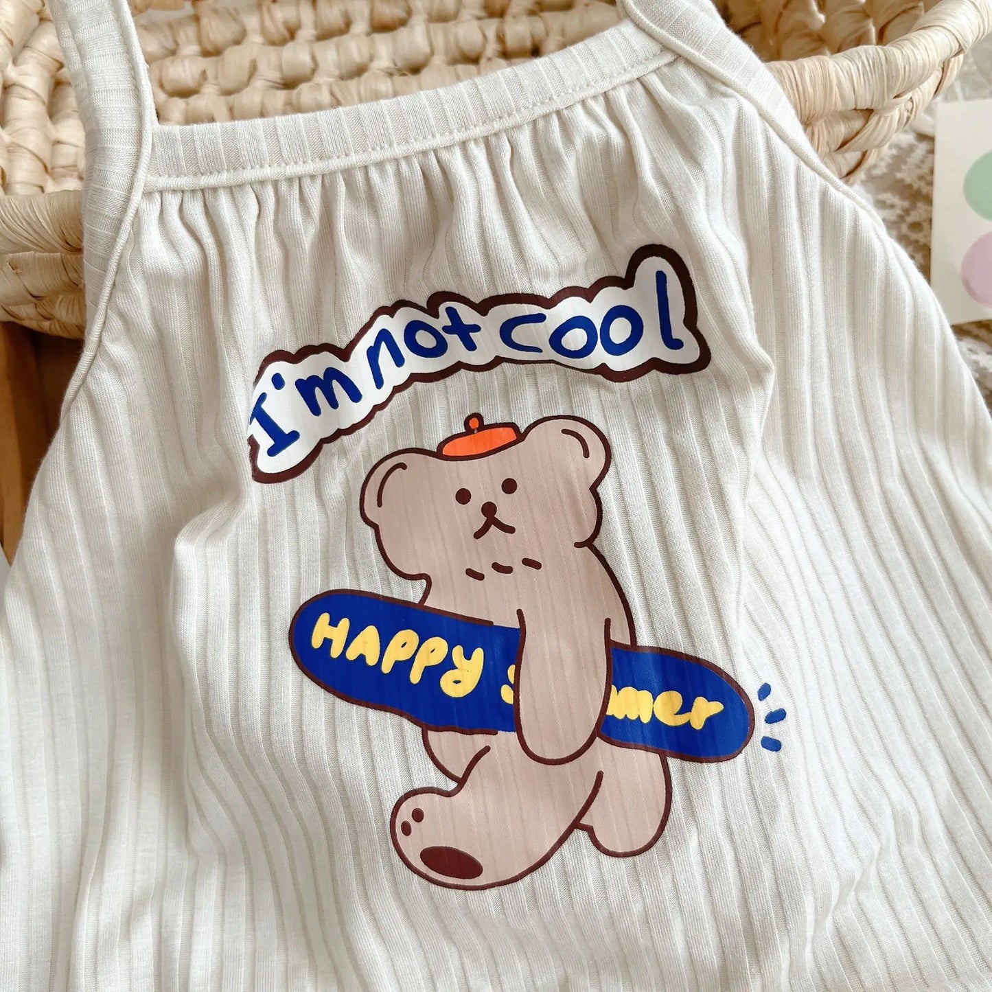 Combinaison mignonne à motif ours pour bébés et tout-petits - 90 % coton, fine et respirante, idéale pour l'été