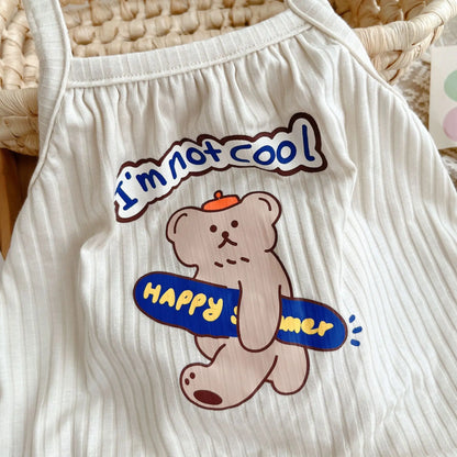 Combinaison mignonne à motif ours pour bébés et tout-petits - 90 % coton, fine et respirante, idéale pour l'été