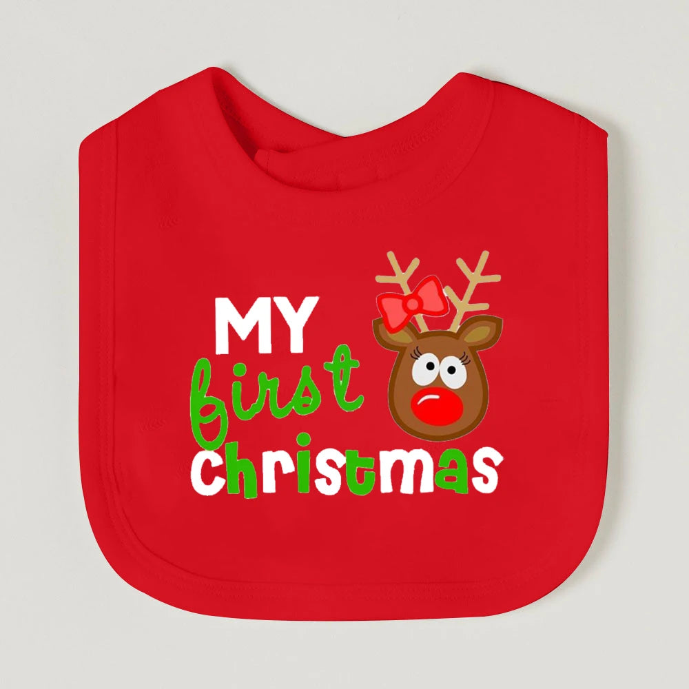 It's My First Christmas Baby Bib Christmas Vibes Bibs Newborn Red Cotton Saliva Towel Xmas Party Bib Holiday Infant Shower Gift