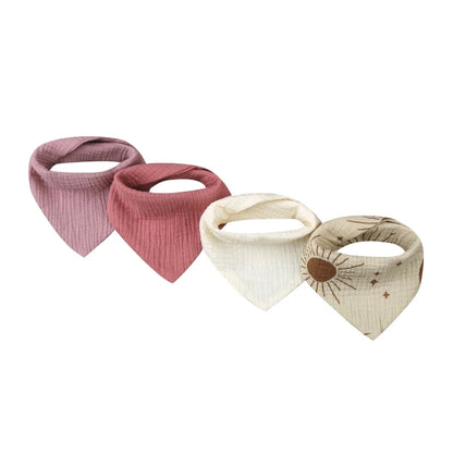 4Pcs/pack Infant Drooling Bib Print Burp Cloths for Baby Cotton Saliva Towel G99C