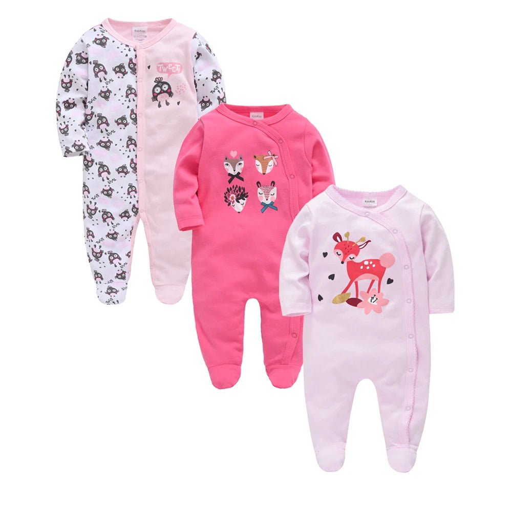 Barboteuse à pois pour bébé fille, lot de 3 pièces, 0 à 12 mois, joli vêtement printemps-automne à manches longues