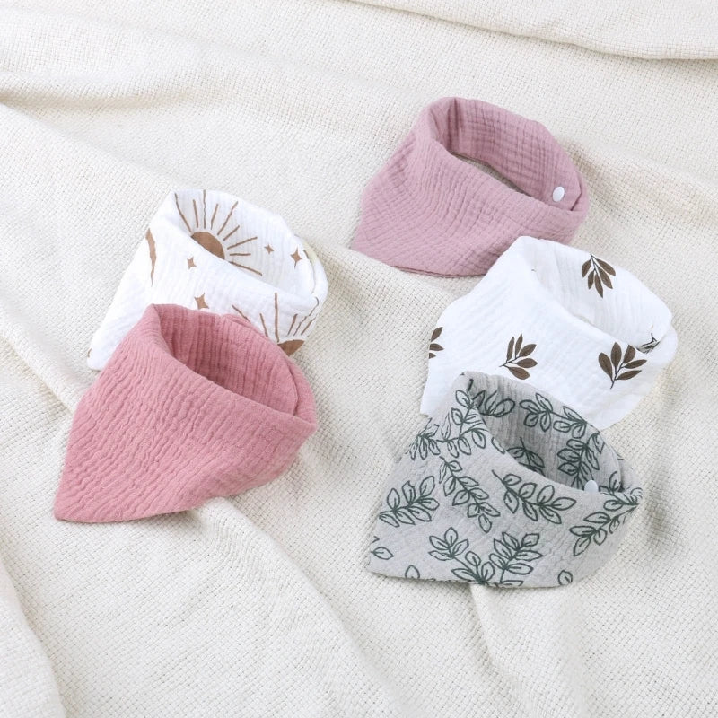 4Pcs/pack Infant Drooling Bib Print Burp Cloths for Baby Cotton Saliva Towel G99C