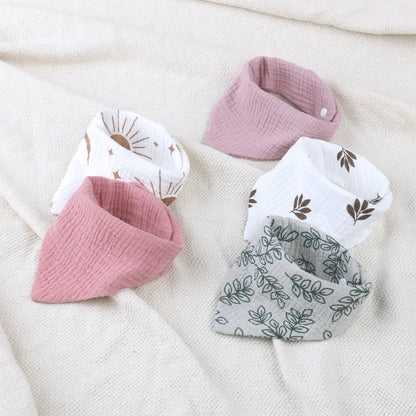 4Pcs/pack Infant Drooling Bib Print Burp Cloths for Baby Cotton Saliva Towel G99C