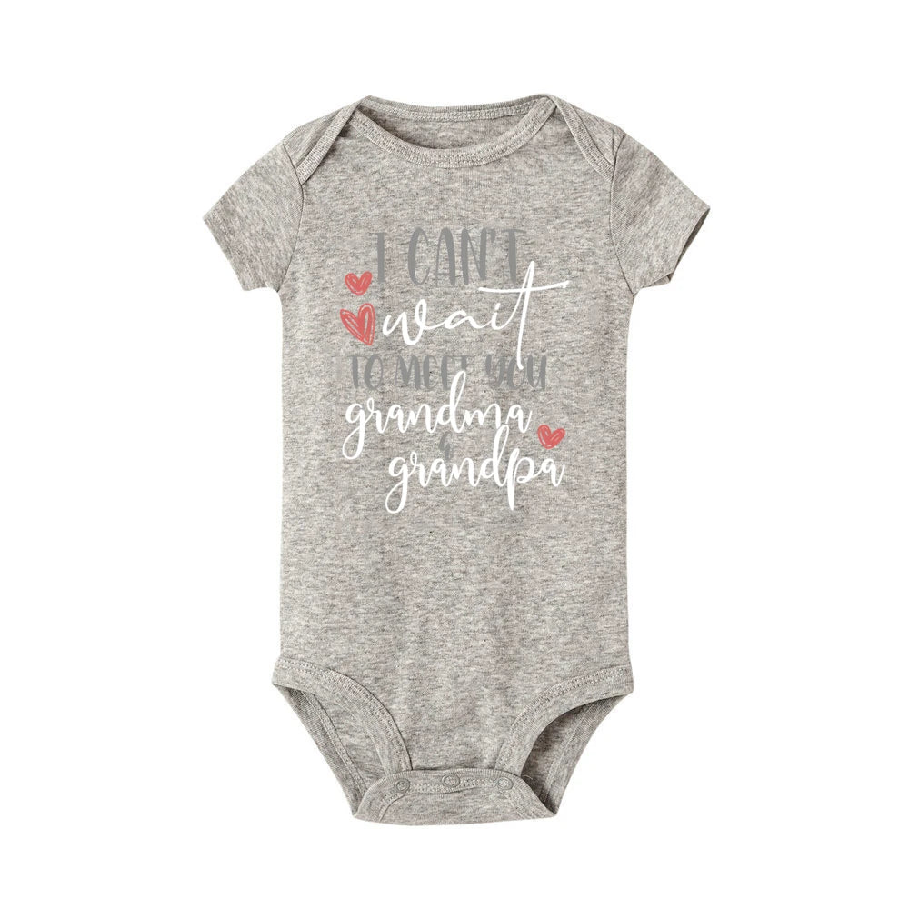 J'ai hâte de vous rencontrer grand-mère et grand-père, body pour bébé, annonce de grossesse, barboteuse, vêtements de révélation de bébé pour grands-parents