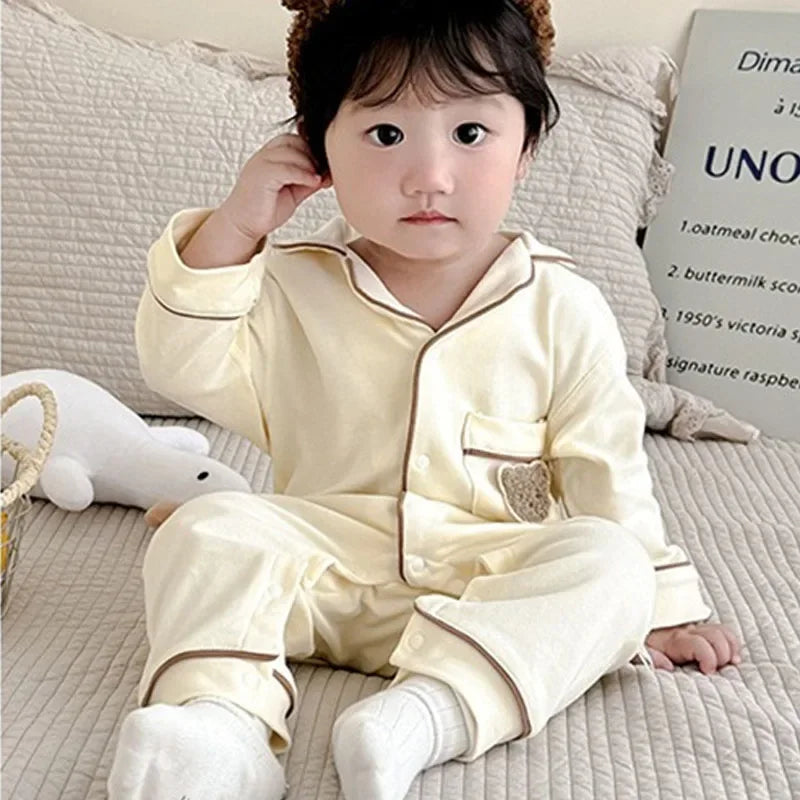 Pyjama en coton doux et respirant pour bébé, vêtements de nuit pour enfants, garçons et filles, printemps-automne
