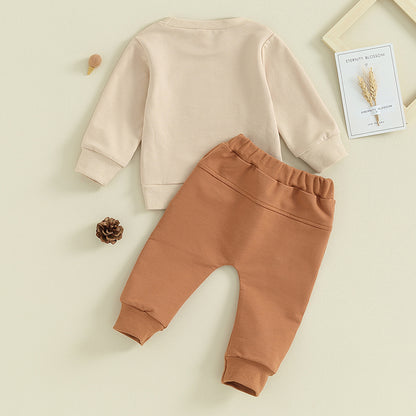 2023-09-21 Lioraitiin Ensemble de vêtements pour bébé garçon de 0 à 3 ans, imprimé lettres, pull à manches longues, sweat-shirt et pantalon, tenues d'automne et d'hiver