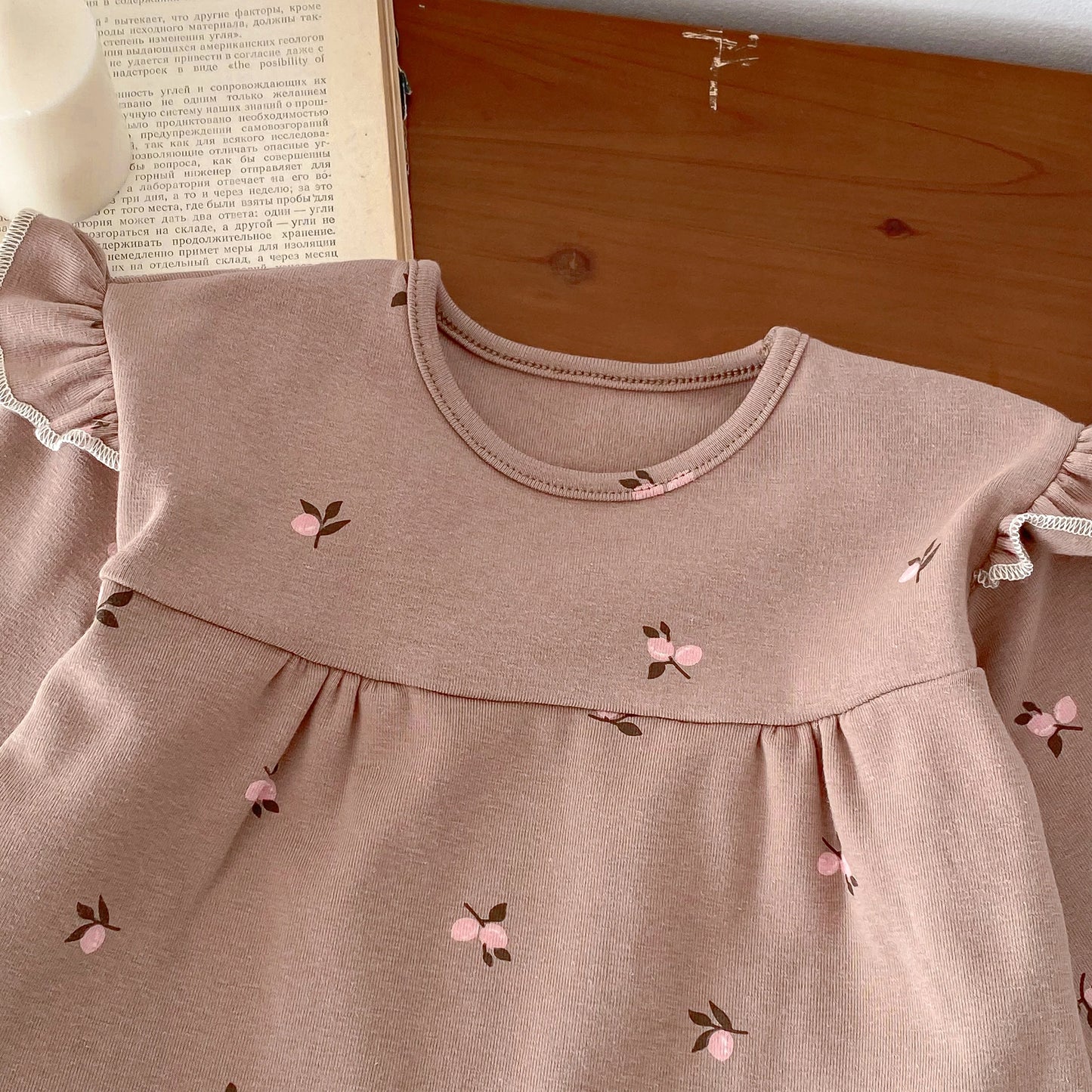 IG Fashion Vêtements pour nouveau-nés Pyjama pour bébé Garçon Fille Imprimé Cerise Manches Longues Chemise + Pantalon Vêtements de Nuit Ensemble Deux Pièces 0-2 ans