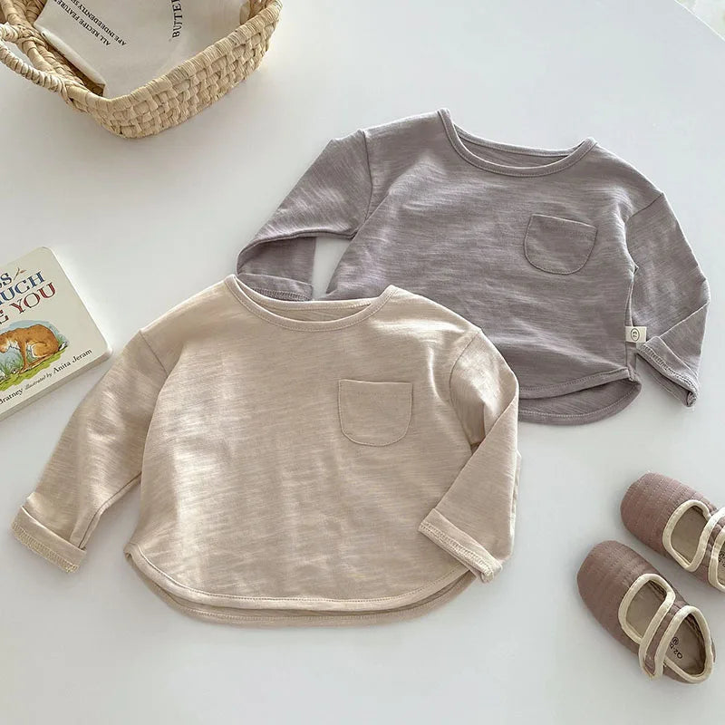 MILANCEL – Chemisier d'automne pour enfants, joli maillot de corps uni pour filles et garçons