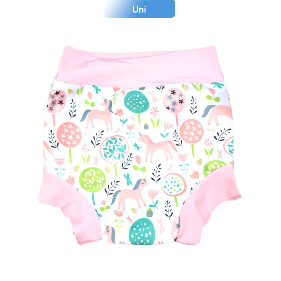 Eezkoala Newborn Baby Leakproof Swimming Diaper Baby Swimwear Boys Girls  Printed Cloth Diapers  High Waist Swimming Nappies