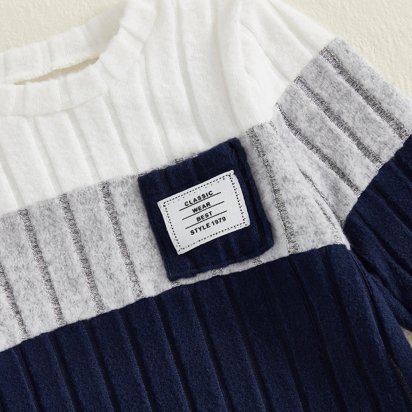 VISgogo Ensemble de vêtements 2 pièces pour garçons de 0 à 3 ans, pull à manches longues et col rond, couleur unie, pantalon