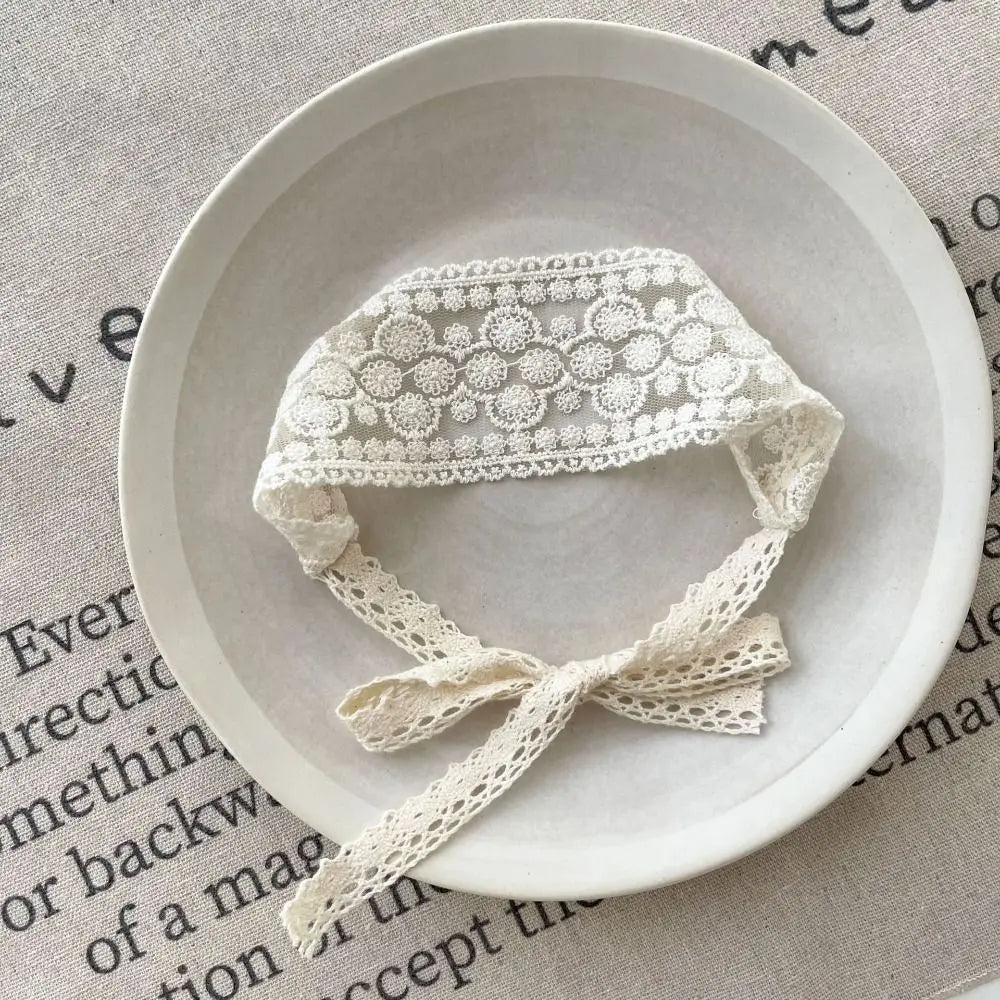 White Lace Headband Baby Headwear Soft Newborn Hair Band Flower Sweet Hairband Outdoor Party