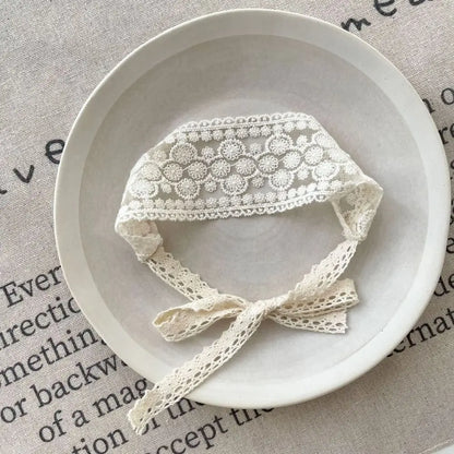 White Lace Headband Baby Headwear Soft Newborn Hair Band Flower Sweet Hairband Outdoor Party