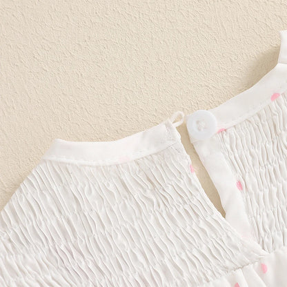 Tenue de premier anniversaire pour fille, gâteau d'anniversaire brodé, barboteuse à manches volantées, body smocké, tenues mignonnes pour bébé fille