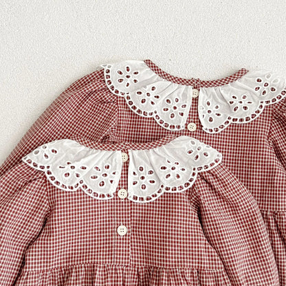 Robe d'automne à manches longues et col en dentelle pour bébé fille, tenue princesse pour nouveau-né