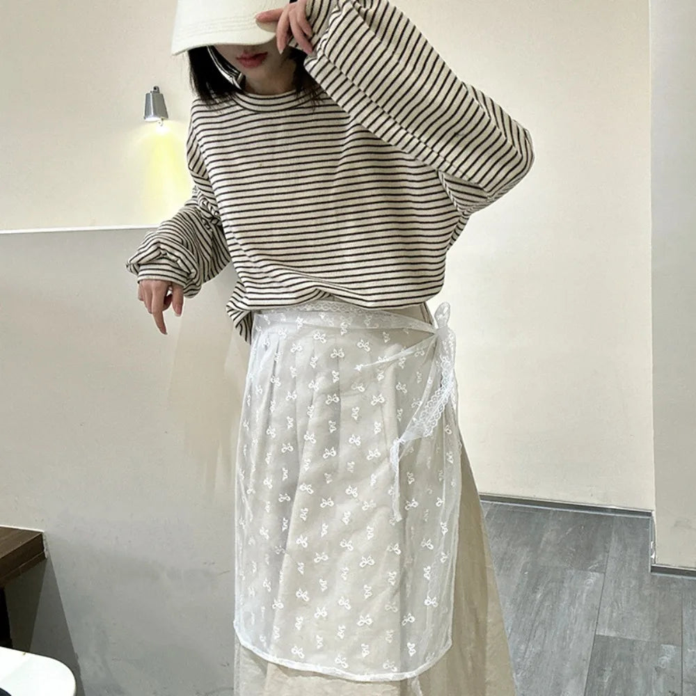 Jupe Harajuku à lacets superposés en dentelle pour femme