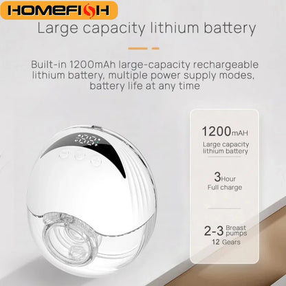 Tire-lait électrique portable mains libres sans BPA avec écran LED 4 modes et 12 niveaux