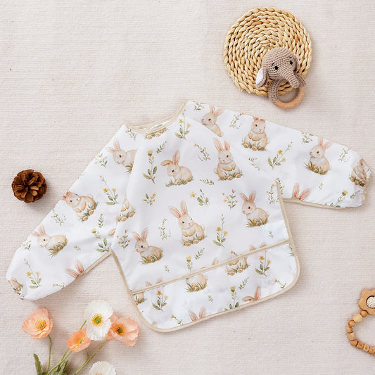 Kangobaby #My Soft Life#Waterproof Baby Long Sleeve Feeding Bib Fashion Full Body Cover