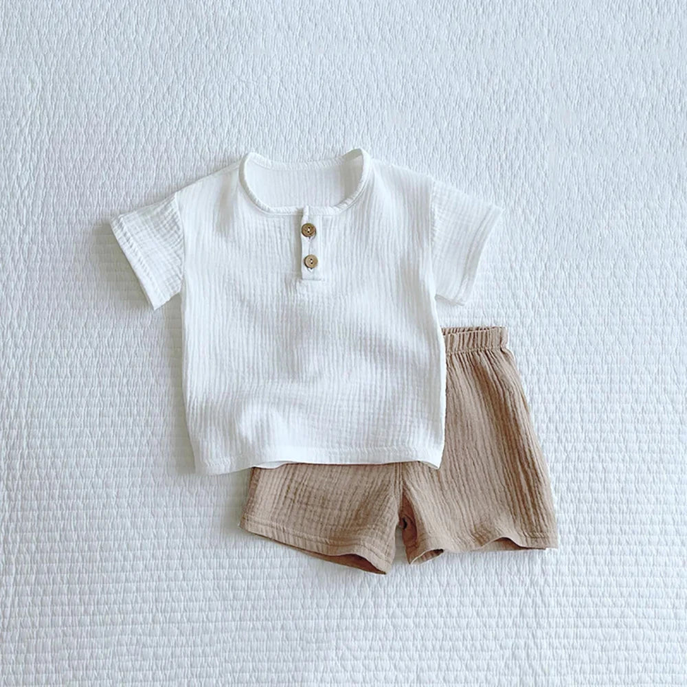 Ensemble de vêtements d'été pour bébé garçon, 2 pièces, t-shirts et shorts à manches courtes, pour bébé fille