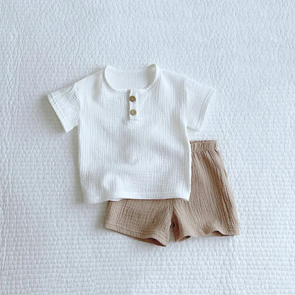 Ensemble de vêtements d'été pour bébé garçon, 2 pièces, t-shirts et shorts à manches courtes, pour bébé fille