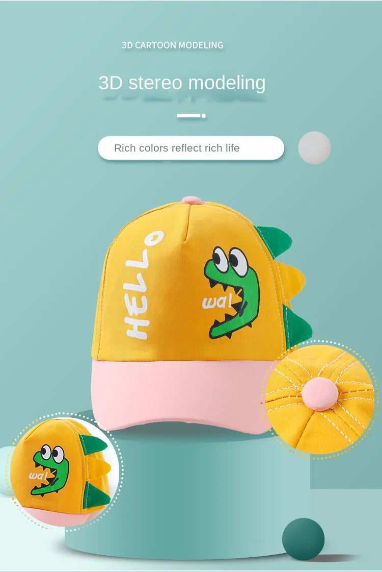 Cute Dinosaur Baby Bucket Hat Summer Newborn Baseball Cap Outdoor Beach Kids Baby Boy Girl Cartoon Bear Sun Hats Bonnets