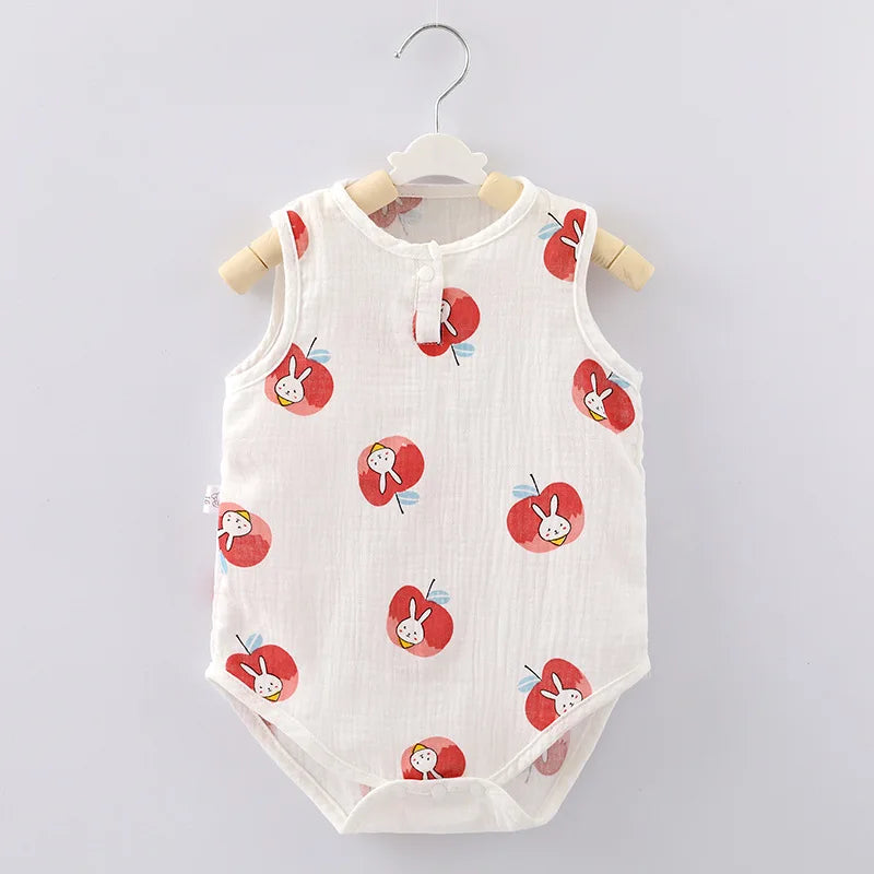 Pyjama d'été pour bébé, combinaison mignonne avec ours et lapin, motif dessin animé, pour garçons et filles, vêtements de nuit fins pour nouveau-nés