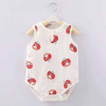 Pyjama d'été pour bébé, combinaison mignonne avec ours et lapin, motif dessin animé, pour garçons et filles, vêtements de nuit fins pour nouveau-nés