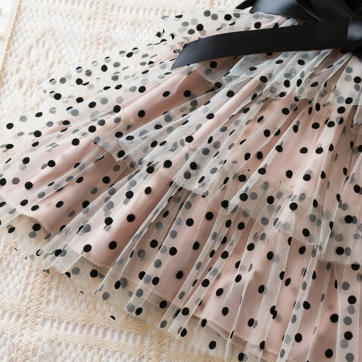 Robes d'été à pois pour filles, style coréen, jolies robes superposées, sans manches, décontractées, pour enfants de 2, 4 et 6 ans