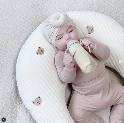 Ins Newborn Baby Nursing Pillow Baby Embroidered Pillow Pure Cotton Moon Cushion Children's Bed Pillow Removable and Washable
