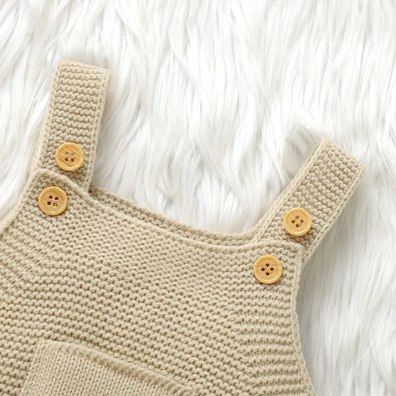 Ensemble de vêtements d'automne pour bébé, pull en tricot à manches longues + barboteuse sans manches pour nouveau-né + combinaison pour les pieds (0-9 mois)
