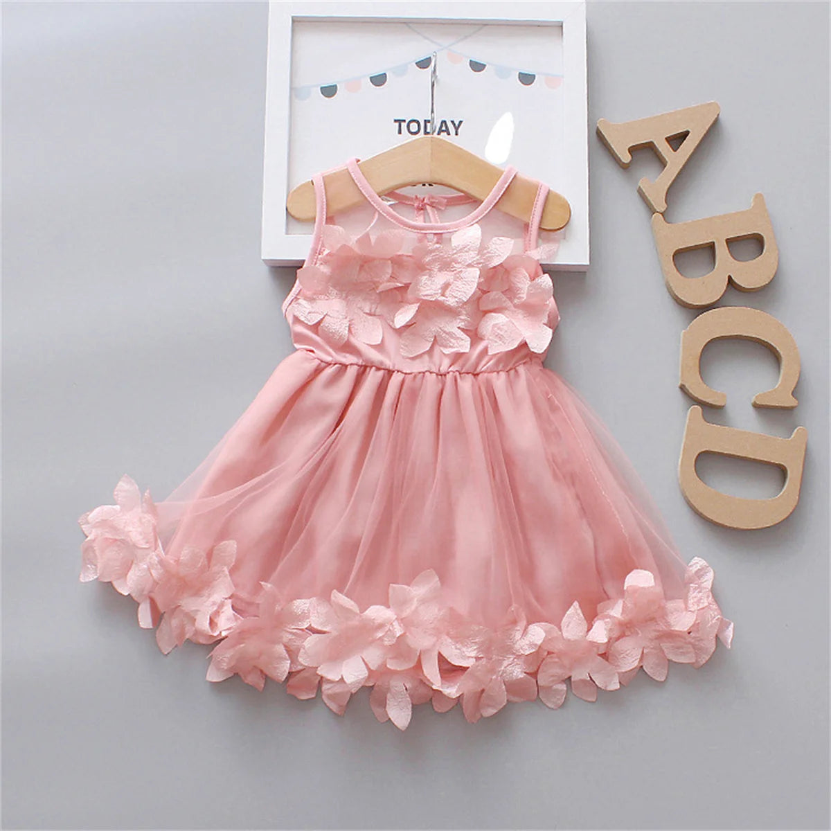 Robe d'été pour fille de 0 à 3 ans, couleur unie, style princesse, en maille, sans manches, longueur genou