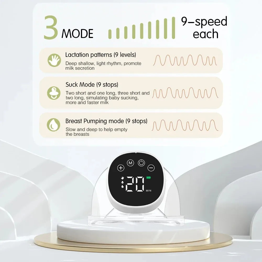 Tire-lait électrique mains libres, silencieux et invisible, extracteur de lait portable, 3 modes, collecteur de lait d'allaitement