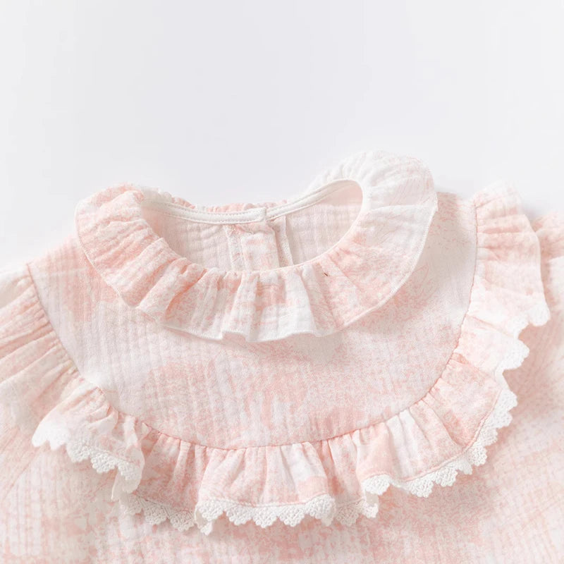 Barboteuse pour bébé fille, barboteuse à volants, col à volants, motif floral, vêtements de princesse pour nouveau-né