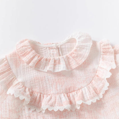 Barboteuse pour bébé fille, barboteuse à volants, col à volants, motif floral, vêtements de princesse pour nouveau-né