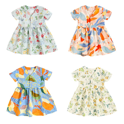 Robe d'été à manches courtes en coton pour petites filles, tenue de vacances, Sanlutoz Notely