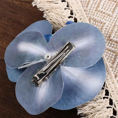 Pince à cheveux en tissu avec fleur, orchidée papillon, style coréen, épingle à cheveux en forme de fleur, accessoires pour cheveux féminins, pince à cheveux en perles pour fille, bord de mer