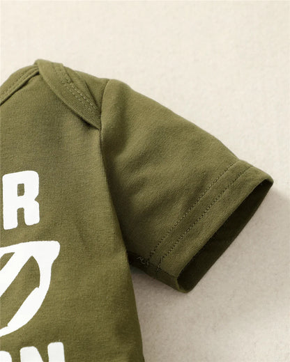 Ensemble 3 pièces pour nouveau-né garçon de 0 à 18 mois, barboteuse à manches courtes et pantalon camouflage avec chapeau, tenue décontractée