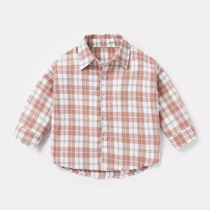 T-shirts printemps-automne pour bébés garçons, en coton à carreaux, manches longues, col rabattu, vêtements d'extérieur pour nouveau-nés
