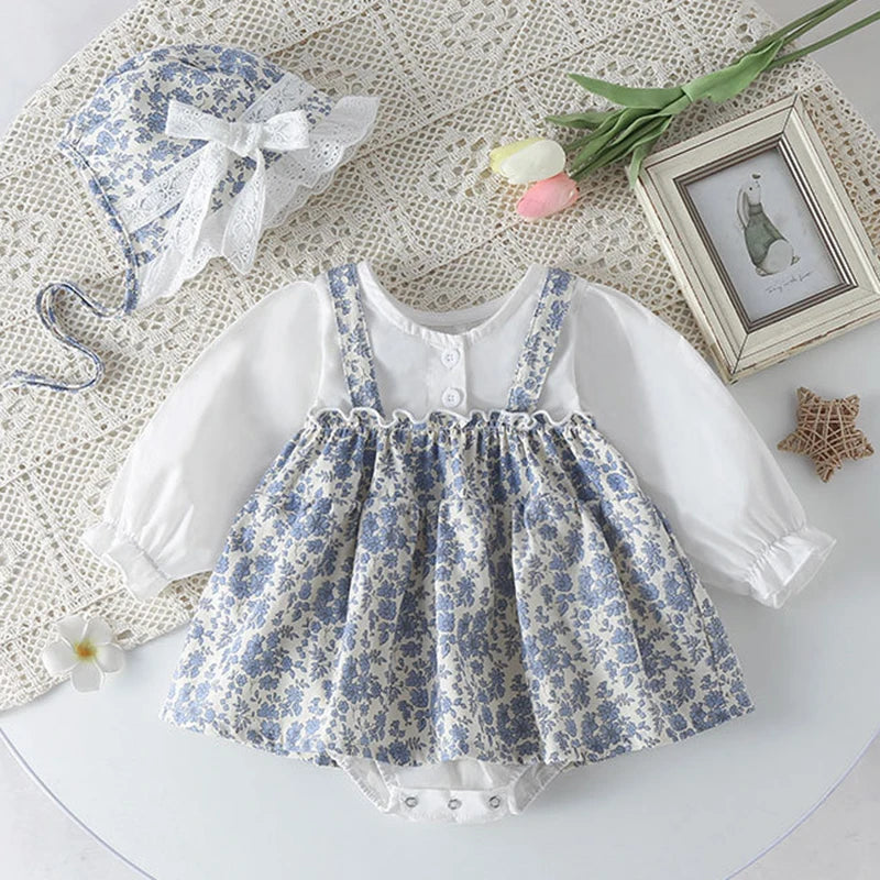 Barboteuse pour bébé fille, barboteuse à volants, col à volants, motif floral, vêtements de princesse pour nouveau-né