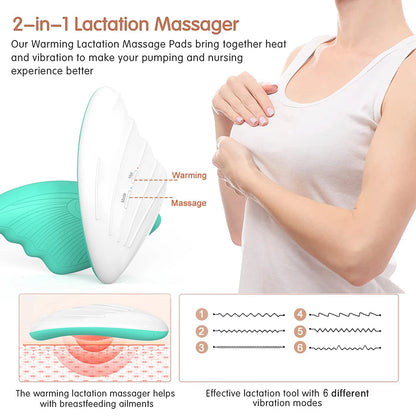 Masseur d'allaitement chauffant, masseur électrique en silicone souple pour les seins obstrués, améliore le flux de lait post-partum.