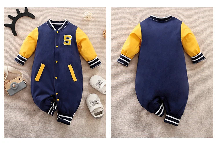 Vêtements pour nouveau-nés, joli costume de baseball en coton, confortable, pour garçons et filles de 0 à 18 ans, printemps et automne, combinaison à manches longues pour bébé