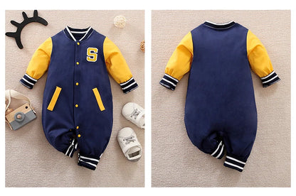 Vêtements pour nouveau-nés, joli costume de baseball en coton, confortable, pour garçons et filles de 0 à 18 ans, printemps et automne, combinaison à manches longues pour bébé