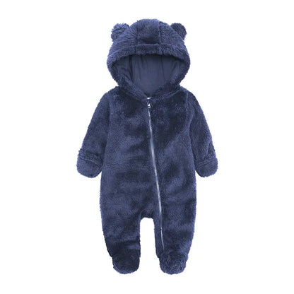 Barboteuse d'hiver épaisse en coton pour bébé, combinaison chaude à manches longues pour fille de 0 à 24 mois, pyjama à capuche en polaire pour nouveau-né garçon, 2025