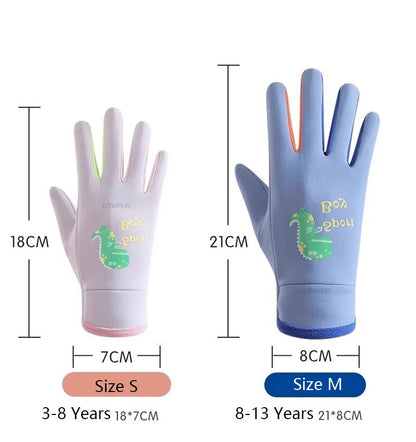 Winter Children's Gloves Cartoon Dinosaur Fluorescence Cycling Kids Warm Sports Skiing Windproof Waterproof Boys Girls Gloves